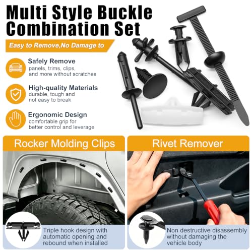 weideer 161PCS Fender Flare Clips for Jeep Wrangler,Fastener Retainer Clips - color: BK-7 in 1 Kit
