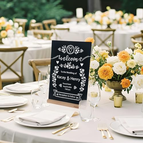 Halobios Chalkboard with Beech-Wood Base, 8 x 12 inch Tabletop Message Boards Menu Chalkboard Stand, Double Sided Blackboard for Party, Tables Decoration, Wedding, Bar and Restaurant