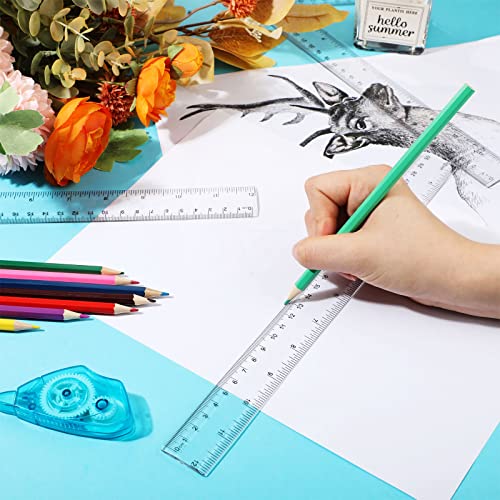 Zonon 6 Pcs Plastic Ruler 12 Inch, Clear Flexible Straight Rulers - color: Clear, size: 12 Inch