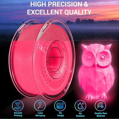 Glow in the Dark PLA+ Filament, 1KG(2.2lbs), Red, 1.75mm - color: Red
