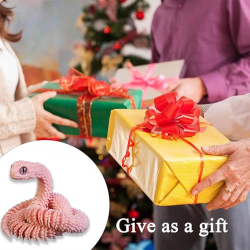 3D Printed Animals Set 3D Printed Snake Toys 3D Printed Articulated Flexible Fidget Toy 3D Printed Animals Exquisite Cute Pet Toy Children/Adults Fidget Toys (Pink, 17.7) - color: Pink, size: 17.7