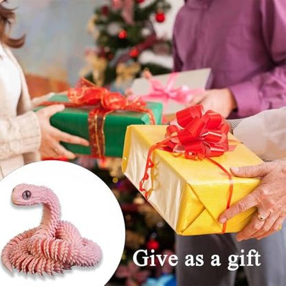 3D Printed Animals Set 3D Printed Snake Toys 3D Printed Articulated Flexible Fidget Toy 3D Printed Animals Exquisite Cute Pet Toy Children/Adults Fidget Toys (Pink, 17.7) - color: Pink, size: 17.7