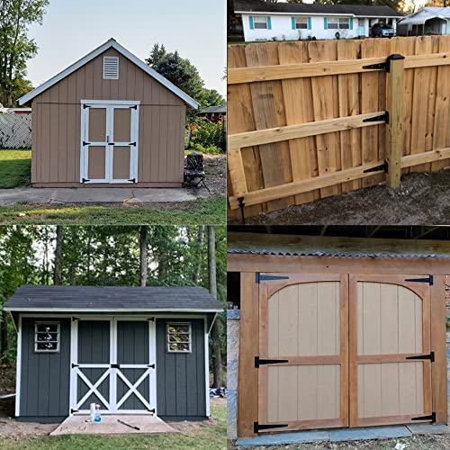 HILLMASTER 8 Inch T-Strap Heavy Duty Shed Door Hinges Gate Strap Hinges Black Tee Hinge Wrought Hardware for Wooden Fences,Yard,Barn Door,Rustproof (2 Pack) - size: 8in 2Pack