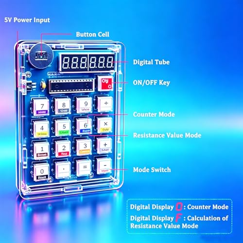 Soldering Practice Kit Electronic Calculator Electronic Kits 6 Digits Desk Calculator Resistor Resistance Reader DIY Kit Soldering Projects for Soldering Practice