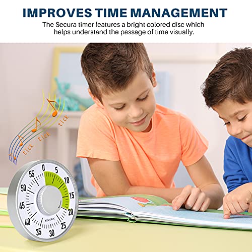 Secura 60-Minute Visual Timer 6-Inch Mechanical Countdown Timers for Teaching, Meeting, Cooking, Working - Timer for Kids with Magnetic Backing, Foldable Legs, Hanging Hole (Green) - color: Green
