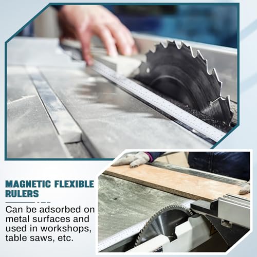 Relaxweex 1 Pcs 39.37" Flexible Magnetic Ruler Dual Scale Tape, White - color: White