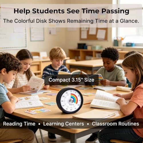 Magnetic Visual Classroom Timer, 60-Min Countdown Timer for Kids, Black - color: Black