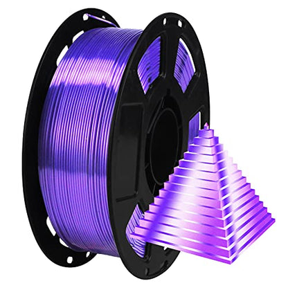Silk Purple PLA Filament, 1kg 2.2lbs 1.75mm 3D Printing Material, Widely Support for FDM 3D Printer, Pack with Extra Filament Sample by BBLIFE - color: Purple