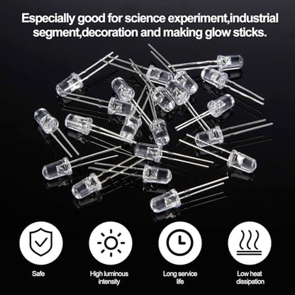 EBOOT 100 Pcs Clear LED Light Emitting Diodes Bulb LED Lamp, 5 mm (Blue) - color: Blue