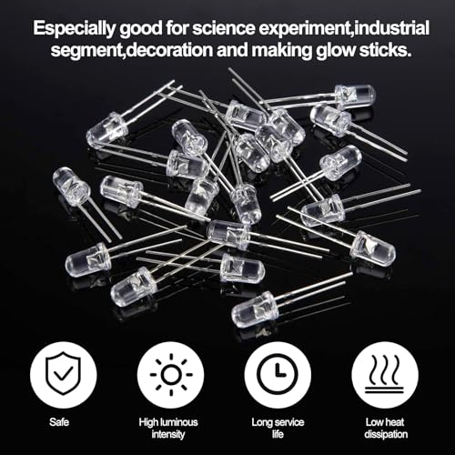 EBOOT 100 Pcs Clear LED Light Emitting Diodes Bulb LED Lamp, 5 mm (Red) - color: Red
