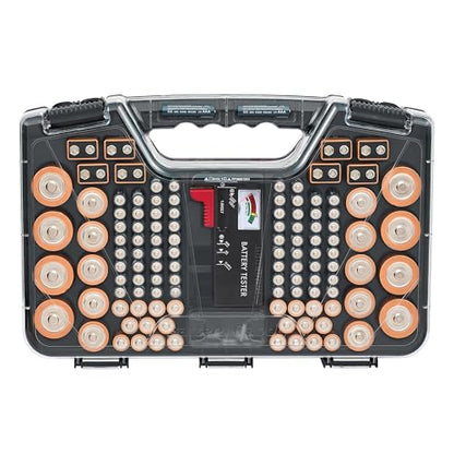 Battery Daddy Ontel Organizer Storage Case & Tester, Holds 180, Charcoal - color: Charcoal
