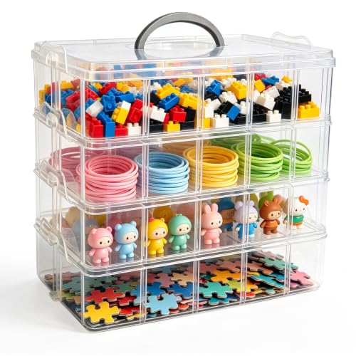Guyuyii 4-Tier Stackable Storage Organizer Box with Carrying Handle - color: 1 pack 40 compartment