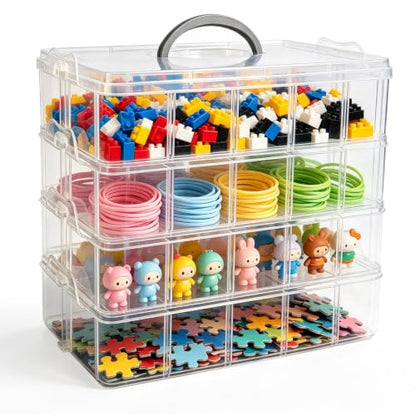 Guyuyii 4-Tier Stackable Storage Organizer Box with Carrying Handle - color: 1 pack 40 compartment