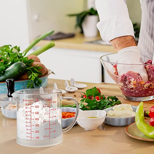 77L Glass Measuring Cup, 2 3/4-Cup/700 ML Liquid Measuring Cups, Measuring Cup With Handle and V-Shaped Spout, Glass Beaker with Three Scales (OZ, Cup, ML), Dishwasher/Freezer/Microwave Safe - color: Clear, size: 2 3/4 Cup / 700 mL
