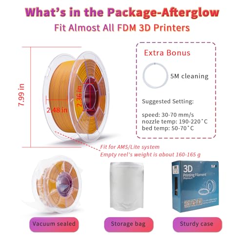 ZIRO PLA Filament 1.75mm, Color Change by Angle, 1KG Afterglow (Matte) - color: Afterglow(matte)