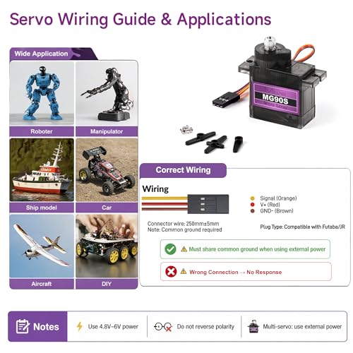 Miuzei MG90S 9G Micro Servo Motor Metal Gear for RC Plane Robot Arduino (4)