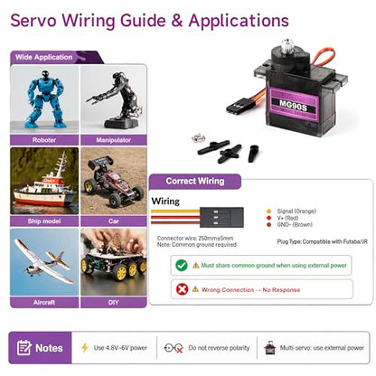 Miuzei MG90S 9G Micro Servo Motor Metal Gear for RC Plane Robot Arduino (4)