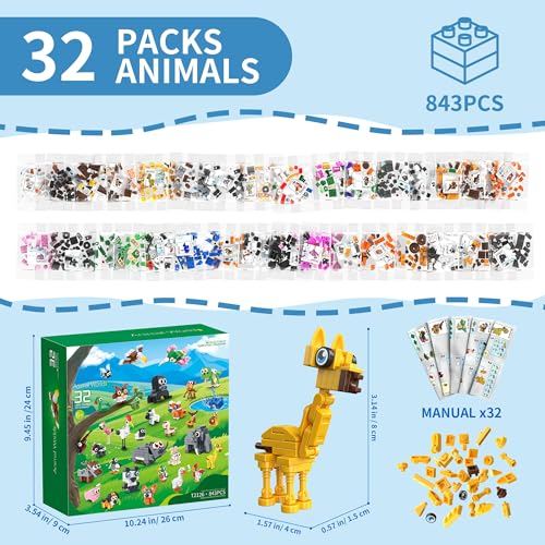 32 Packs Party Favors for Kids, Animal Building Blocks Toys - color: Party Favors
