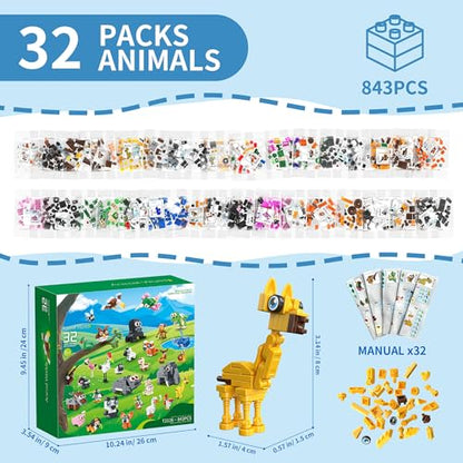 32 Packs Party Favors for Kids, Animal Building Blocks Toys - color: Party Favors