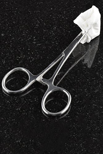 SE 3.5-Inch Stainless Steel Straight Forceps - Self-Locking, Serrated Tip for Precision Grip and Clamping - Perfect for Crafting, Fishing Tasks, Jewelry Making, and More! - 635FS - size: 3-1/2", style: Straight