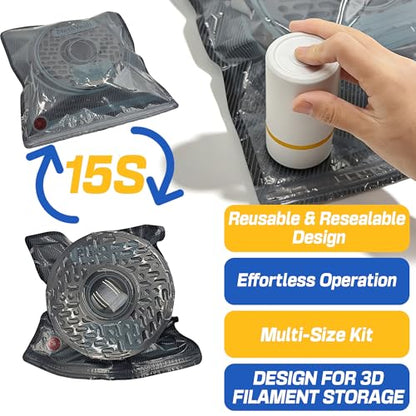xcivi 20 Pack Lightproof Vacuum Filament Storage Bags Kit with Auto Pump