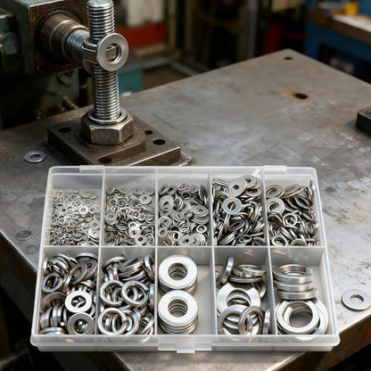 1000PCS Spring Lock Washers Assortment Kit, 9 Metric Sizes -M2, M2.5, M3, M4, M5, M6, M8, M10, M12, 304 Stainless Steel Washers for Bolts Screws, Split Lock Washer Set - size: Metric-1000PCS