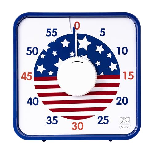 TWENTY5 SEVEN 7.5-Inch Visual Timer, Battery-Free 60-Minute Countdown Clock - color: National Flag