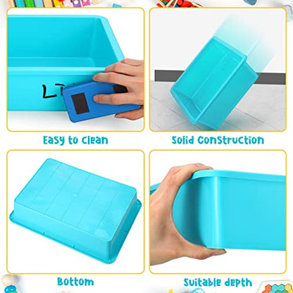 Kigley 16 Pcs Flat Storage Tray Organizer Bin Letter Size Paper Trays for Classroom Art Activity Plastic Stackable File Paper Organizer for Teacher Students School Office Book Organization