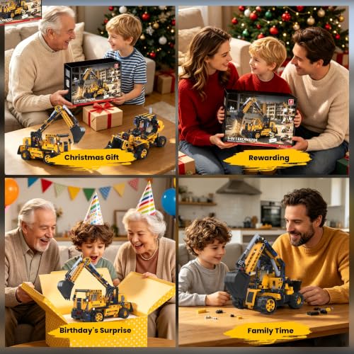 5 in 1 STEM RC Excavator Robot Building Kit Toys for Kids Boys Age 6-14