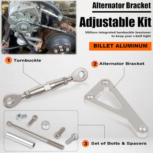 Billet SBC Alternator Bracket Adjustable Kit for Chevy SBC 305 327 350 383