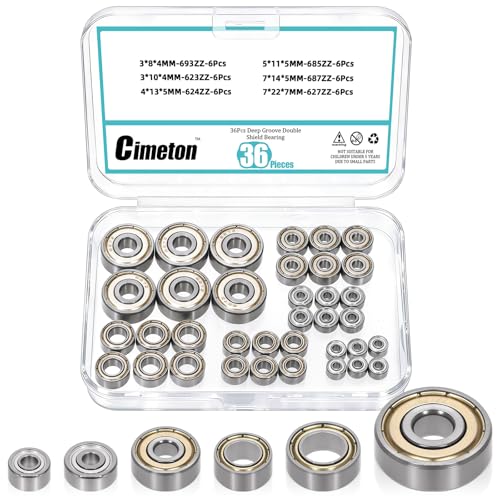36PCS Bearings Steel Deep Groove Bearings Assortment Kits 623zz 624zz 627zz 685zz 687zz 693zz Double Sealed Carbon Steel Bearings Double Shield Deep Groove Bearings for VORON Printer - size: Mixed Sizes-36PCS, style: Bearing Steel