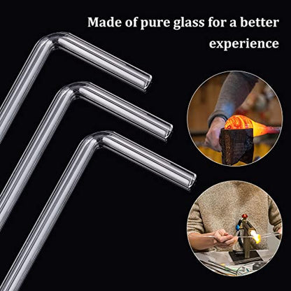 BENECREAT 10-Pack L-Shaped Glass Tubes, 4.3-Inch High Borosilicate Delivery Stems for Labs & Home Science (4mm Hole, 7mm Thick)