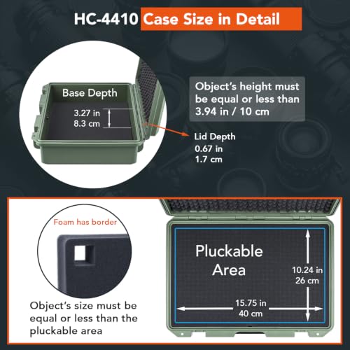 Lykus HC-4410 Waterproof Hard Case with Foam, Inner Size 15.75*10.24*3.94in - color: Green, size: HC-4410