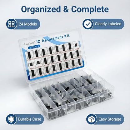 24 Models 120pcs IC Kit - SN7400 SN7404 SN7490 SN7474 LM555 LM358 LM741 CD4017 CD4001 Digital Logic Component