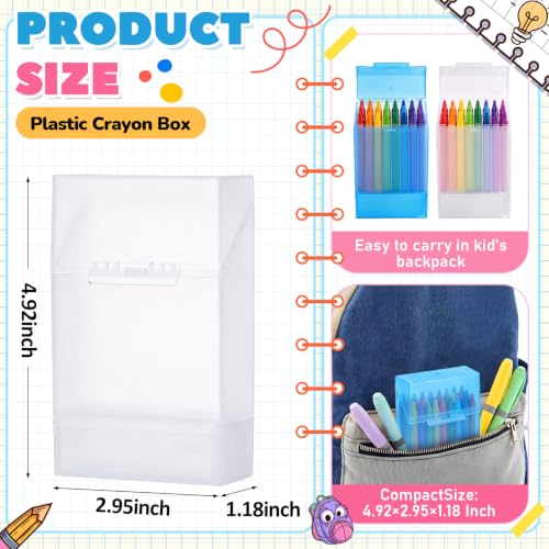 Clabby 2 Pcs 2 in 1 Plastic Crayon Box with Sharpener Holds 24, Clear,Blue - color: Clear,blue