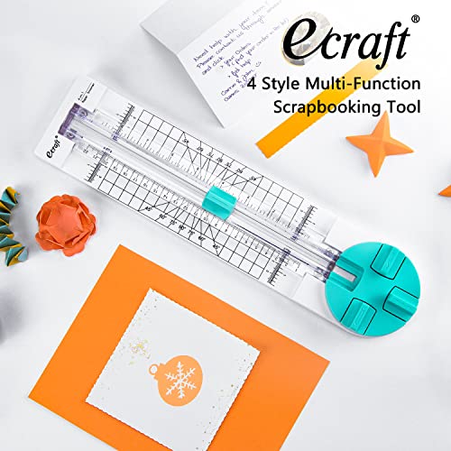 Paper Trimmer Craft Paper Cutter: 4 Style Multi-Function Scrapbooking Tool with Dial Blades of Straight,Wave,Dotted,Perforated,Creasing for Cutting Paper,Coupons,Photos,Postcards,Scrapbook,Card - color: green