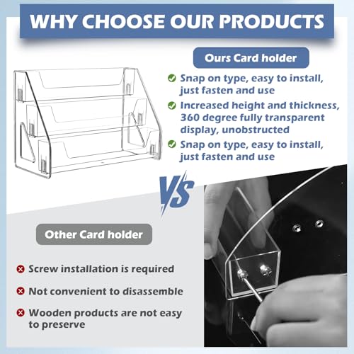 CELSOL Upgraded 3 Tier Acrylic Card Display Stand, Clear Display for Trading Cards, Greeting Cards, Sports Cards, Postcards, Stickers & Brochures, Easy Snap-On, Increased Height & Thickness for Better Presentation - size: 3 Tier 1 Pack