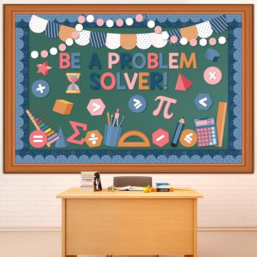 Funrous Boho Math Bulletin Board Set Math Signs Classroom Decorations Mathematics Symbols Paper Cutouts with Borders for Educational Elementary Middle Back to School Teacher Helper Office Supplies - style: Math