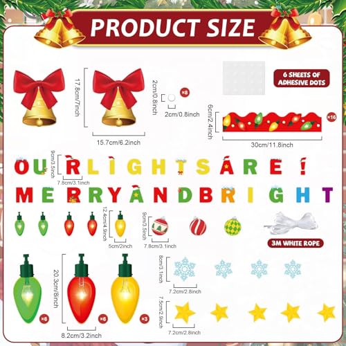 Christmas Bulletin Board Set Xmas Merry and Bright Classroom Decorations Light Bulb DIY Photo Paper Cutouts Winter Holiday Bulletin Board Border for School Wall Xmas Party Decor Teacher Supplies - style: Merry and Bright