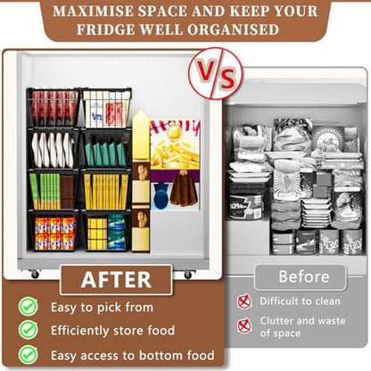 Enhanced Leak-Proof Bottom, Freezer Organizer Bins for 7 Cu.Ft,4 Pack - color: Black 4 Pack