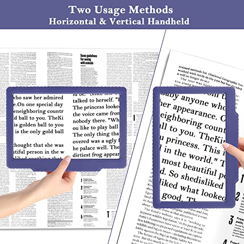 5X Full-Page Magnifying Glass for Reading, Handheld Lightweight Magnifier - color: Blue