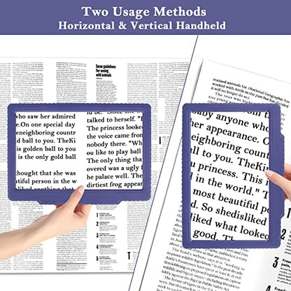 5X Full-Page Magnifying Glass for Reading, Handheld Lightweight Magnifier - color: Blue