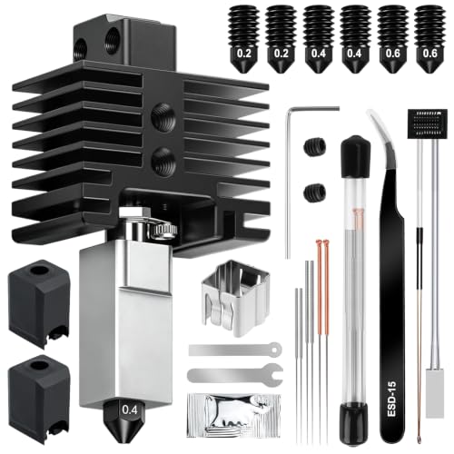 Hotend Kit for Bambu Lab P1P/P1S, 3D Printer Hot End Replacement with Hardened Steel Nozzle 0.2/0.4/0.6mm, High Speed & Temperature Extruder Heating Block Hot End for Bambu Lab P1P/P1S 3D Printers - size: P1S Hotend Kit-3