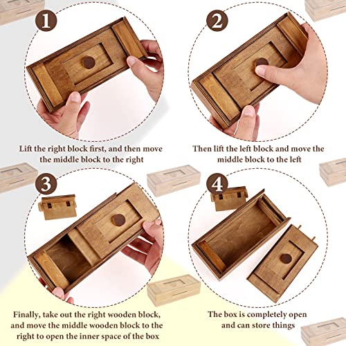 Puzzle Box 6 Pack Wooden Secret Puzzle Box with Hidden Compartment 3D Brain Teaser Magic Drawers Secret Magic Box Wooden Box Puzzle Case Difficult Puzz-l-e-s Box Gift Card for Adults and Kids - color: 6 Pieces