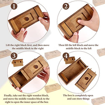 Puzzle Box 6 Pack Wooden Secret Puzzle Box with Hidden Compartment 3D Brain Teaser Magic Drawers Secret Magic Box Wooden Box Puzzle Case Difficult Puzz-l-e-s Box Gift Card for Adults and Kids - color: 6 Pieces