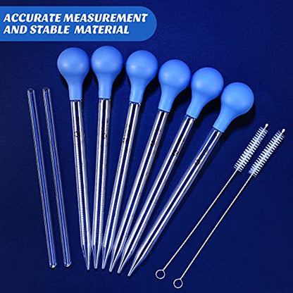 Weewooday 16 Pcs 10 ml Glass Dropper Pipette with Rubber Bulb Stir Rod Blue - color: Blue, size: 10 ml