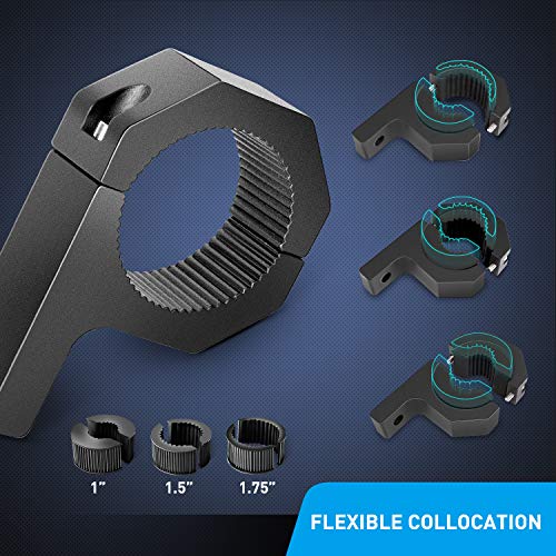 Nilight - 90020D 4PCS Mounting Bracket Kit LED Off-Road Light Horizontal Bar Tube Clamp Roof Roll Cage Holder,2 Years Warranty, Black for 1"/1.5"/1.75"/2" Bar (Pack of 10) - size: For 1"/1.5"/1.75"/2"Bar (Pack of 10)