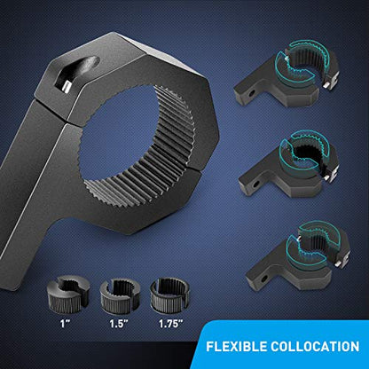 Nilight - 90020D 4PCS Mounting Bracket Kit LED Off-Road Light Horizontal Bar Tube Clamp Roof Roll Cage Holder,2 Years Warranty, Black for 1"/1.5"/1.75"/2" Bar (Pack of 10) - size: For 1"/1.5"/1.75"/2"Bar (Pack of 10)