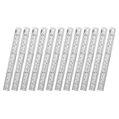 ZZTX Metal Ruler 6 Inches Stainless Steel 12 Pack