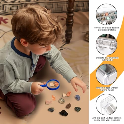 Acrylic Rock Collection Display Case, 2nd Gen Adjustable Storage Shelf - size: 3 layers